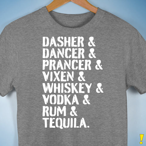 Reindeer and Alcohol List Unisex T-Shirt - Grey Heather
